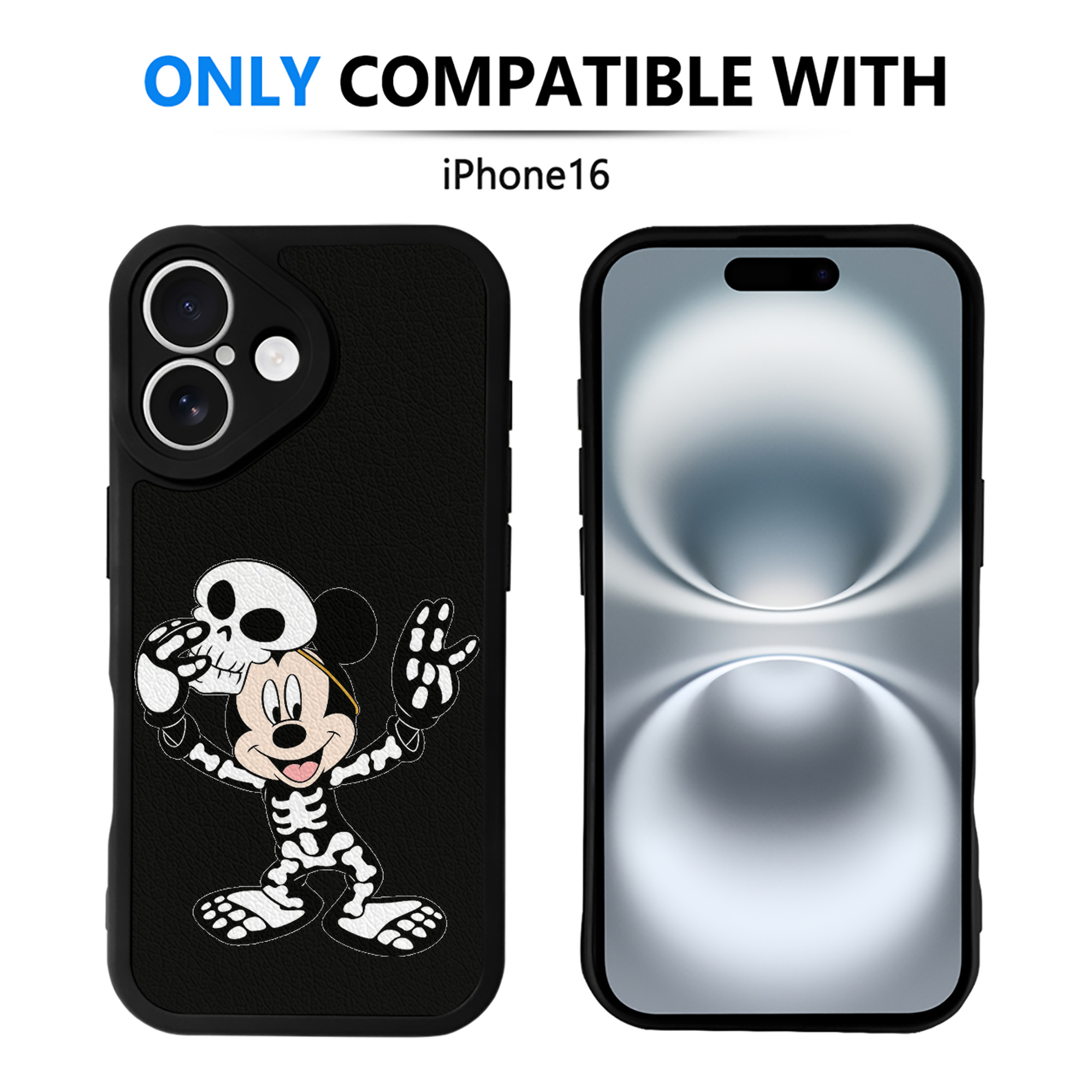 （画像用） ミッキーマウス Mickey Mouse 【iPhone 16シリーズ対応】シリコンスマホケース（レザー調） 材質：シリコン